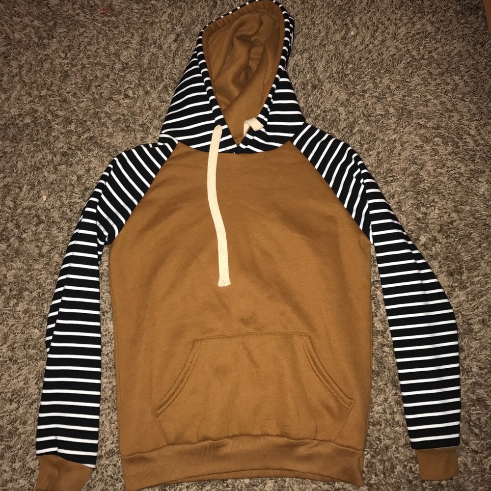 Tan & Striped Color-block Hoodie